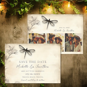 Reserve A Data Bonito Dragonfly Sketch Diário Vintage Casamento