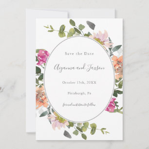 Reserve A Data Bonito Frame Floral com Casamento Verde