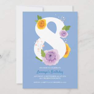 Reserve A Data Bonito Watercolor Floral 8ª Festa de aniversário