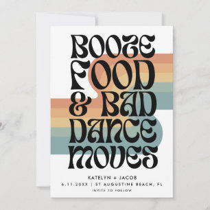 Reserve A Data Booze Retro Comida Má Dança Move Casamento