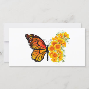 Reserve A Data Borboleta Flor com Papoula Amarela da Califórnia