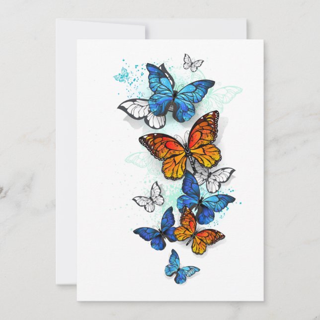 Reserve A Data Borboletas voadoras Morpho e Monarca (Frente)