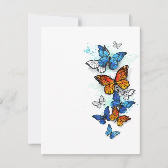 Reserve A Data Borboletas voadoras Morpho e Monarca (Frente)