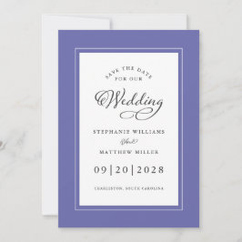 Reserve A Data Borda de Letra Elegante Azul Casamento Chic