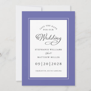 Reserve A Data Borda de Script Chic de Casamento Elegante Azul