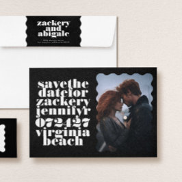 Reserve A Data Borda Escalonada Branca de Limite Preto QR Foto do