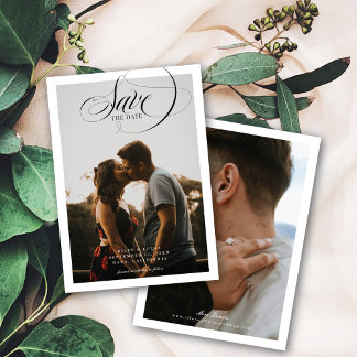 Reserve A Data Borda Simples Elegante Script Dois Foto