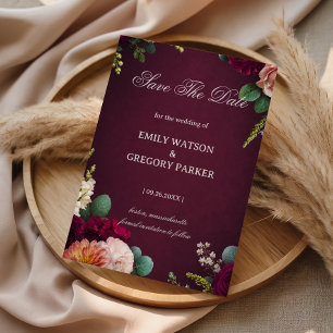 Reserve A Data Bordô Floral Elegante