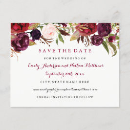 Reserve A Data Bordô Floral Outono Casamento Salve A Data
