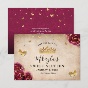 Reserve A Data Borgonha Ameixa Dourado Rosa Pergaminho Elegante