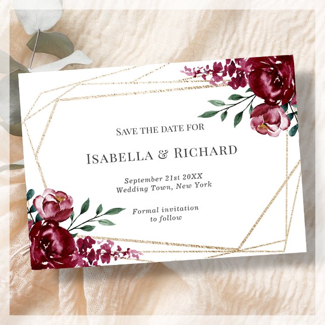 Reserve A Data Borgonha | Casamento Floral Vermelho Marsala (Criador carregado)