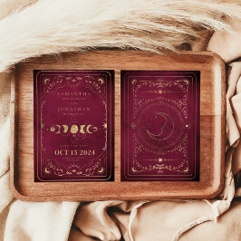 Reserve A Data Borgonha e Faux Dourado Tarot Celestial