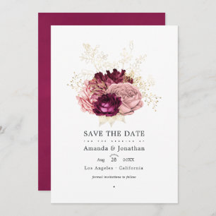 Reserve A Data Borgonha - Marsala Blush Pink e Dourado Casamento
