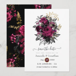 Reserve A Data Borgonha - Marsala e Dourado Casamento Floral