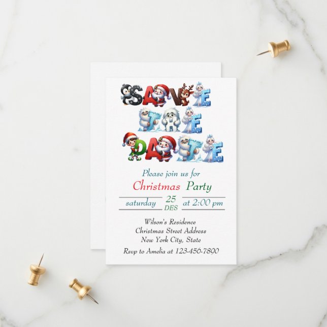 Reserve A Data Botânica de Aquarela de Natal Elegante (Frente/Verso In Situ)