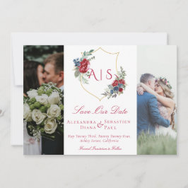 Reserve A Data Botânica Floral Crest 3 Fotocolagem Monograma