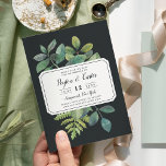 Reserve A Data Botanica Night Save the Date Card<br><div class="desc">A botânica da safra exibe os detalhes do seu casamento,  dispostos exclusivamente em blocos escura e caligrafia,  sobre um fundo de folhas de cor verde-d'água pintadas,  galhos,  samambaias e folhagem. Um rico fundo fora do preto adiciona drama e elegância. Salve as datas ao contrário do verde pastel sólido.</div>