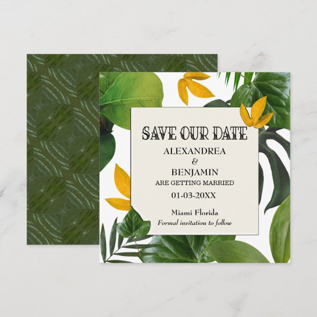 Reserve A Data Botânica Salve A Data Palmas Tropicais (Frente/Verso)