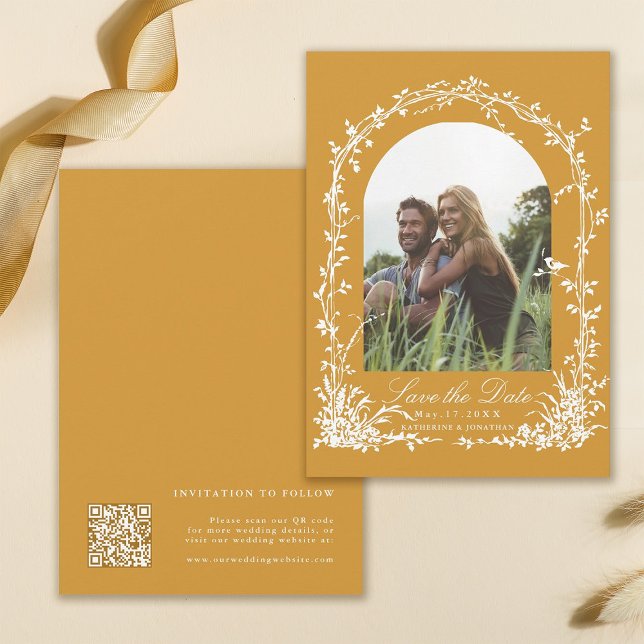 Reserve A Data Botanical Arch Garden Wedding Photo Amber (Front & Back)