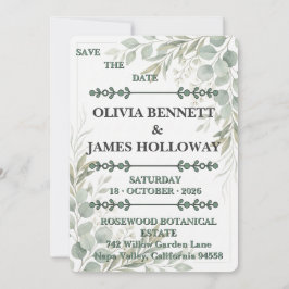 Reserve A Data Botanical Garden Romance Save the Date Card