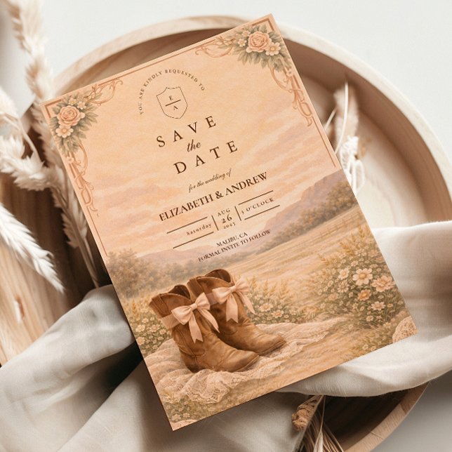 Reserve A Data Botas de Cowboy com Laço Ocidental Casamento (Criador carregado)