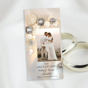 Reserve A Data Botões brancos do diamante da pérola que Wedding
