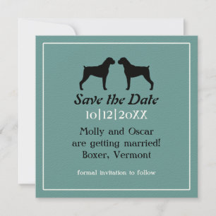 Reserve A Data Boxer Dog Silhouettes Casamento Salve a Data