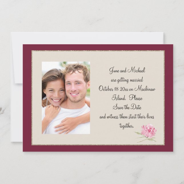 Reserve A Data Boysenberry Photo Save The Date Card (Verso)