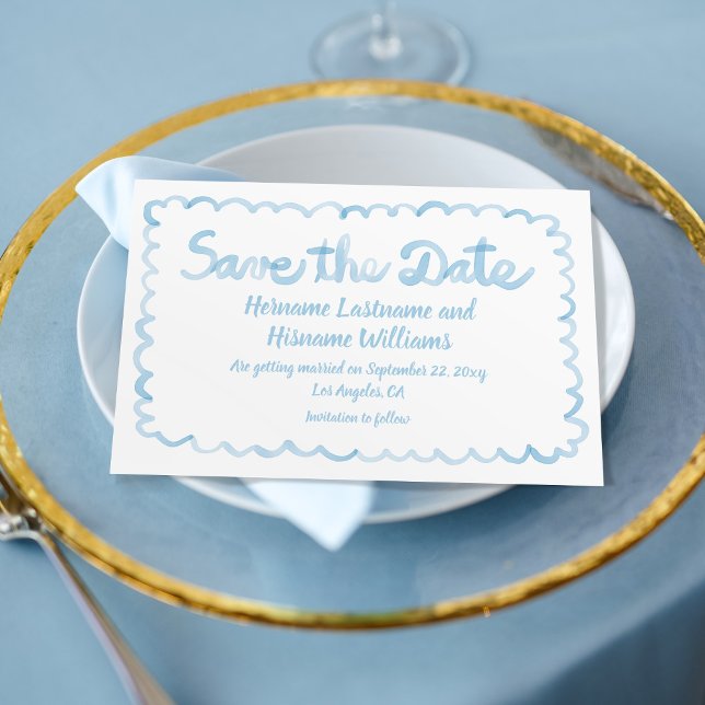 Reserve A Data Branca Branca Branca Desenhada Leve Azul (Criador carregado)