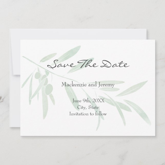 Reserve A Data Branch de Oliveiras de Aquarela (Frente)