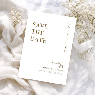 Reserve A Data Branco Elegante e Dourado, Casamento Minimalista