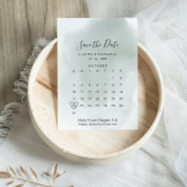 Reserve A Data Branco Verde da Caligrafia Salvar o Calendário de