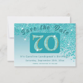 Reserve A Data Brilhante Azul Teal Brilhante para o Aniversário d