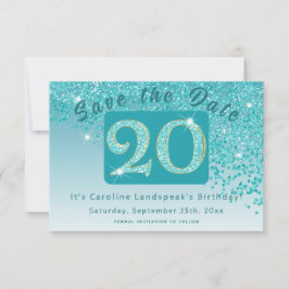 Reserve A Data Brilhante Azul Teal Brilhante para o Aniversário d