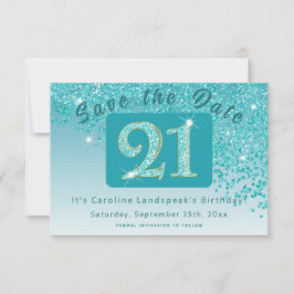 Reserve A Data Brilhante Azul Teal para aniversário de 21 anos