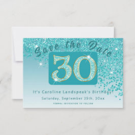 Reserve A Data Brilhante Azul Teal para aniversário de 30 anos