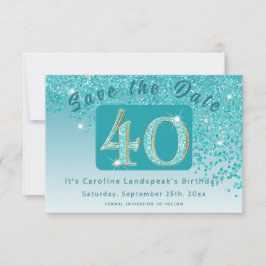 Reserve A Data Brilhante Azul Teal para aniversário de 40 anos