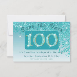 Reserve A Data Brilhante Azul Teal para o 100º Aniversário