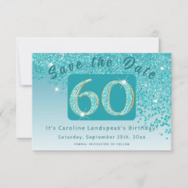 Reserve A Data Brilhante Azul Teal para o 60º Aniversário