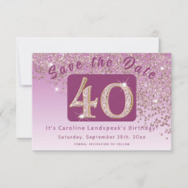 Reserve A Data Brilhante Rosa Dourada para aniversário de 40 anos