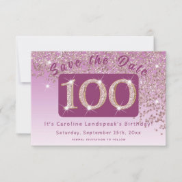 Reserve A Data Brilhante Rosa Dourada para o 100º Aniversário