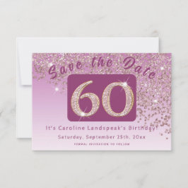 Reserve A Data Brilhante Rosa Dourada para o 60º aniversário