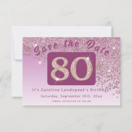 Reserve A Data Brilhante Rosa Dourado para 80 de Aniversário