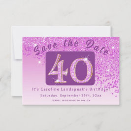 Reserve A Data Brilhante Rosa para aniversário de 40 anos