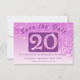 Reserve A Data Brilhante Rosa para o Aniversário de 20