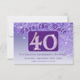 Reserve A Data Brilhante Roxo para aniversário de 40 anos