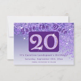Reserve A Data Brilhante Roxo para o Aniversário de 20