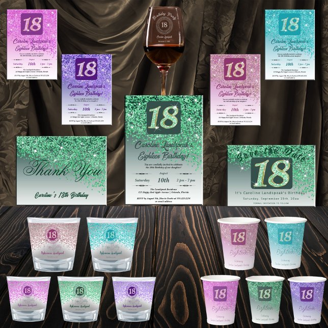 Reserve A Data Brilhante Verde brilhante para o 18º aniversário (Criador carregado)