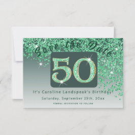 Reserve A Data Brilhante Verde brilhante para o 50º aniversário