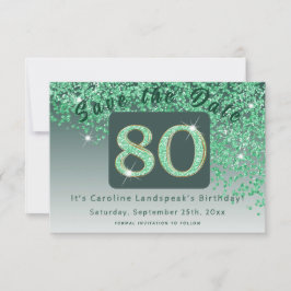 Reserve A Data Brilhante Verde brilhante para o Aniversário de 80